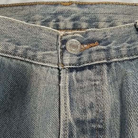 Levi's 501 Button Fly Jeans  Light Blue Straight Denim Mens 38x29 - Picture 4 of 12